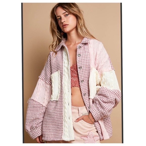 $50 start 159 💕POL textured gingham Shacket - Picture 2 of 7